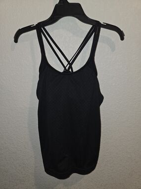 Athleta Black Diamond Jacquard Criss-Cross Strappy Workout Tank Top - Size XXS